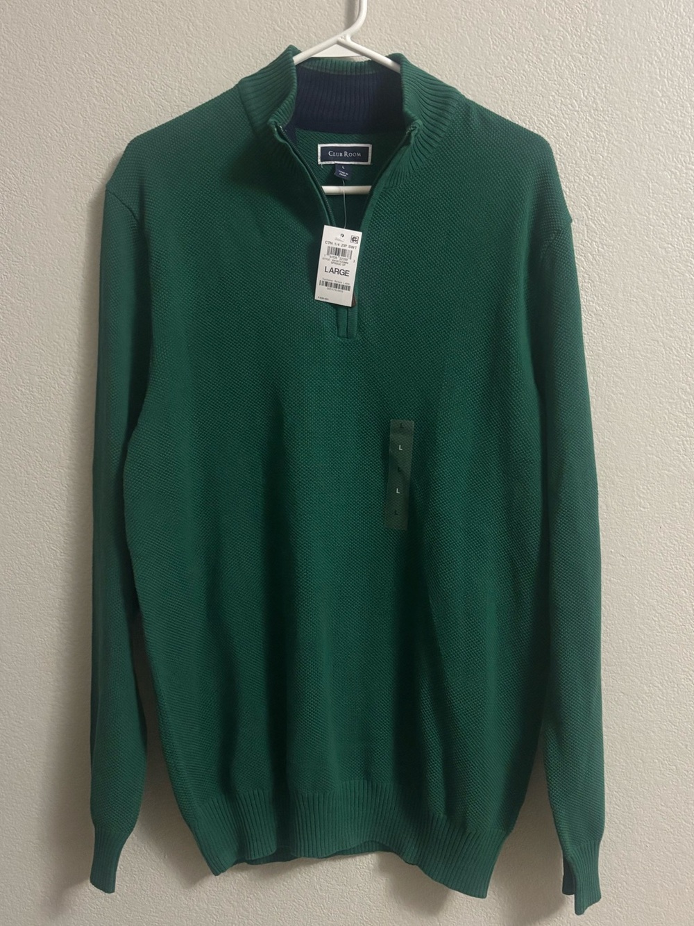 Club Room Men's Green Half-Zip Sweater